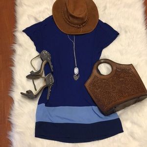 BCBG blue color blocked dress